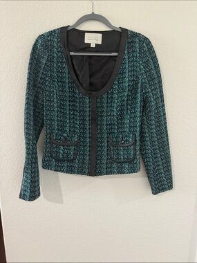 Brand-new Hinge Teal and Black Tweed Cropped Blazer